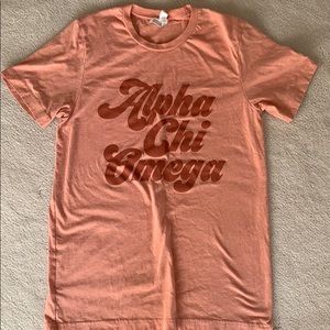Alpha Chi Omega peach colored t-shirt